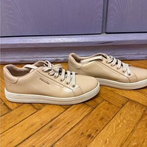 Prada Patent Leather Low-Top Sneakers in Nude